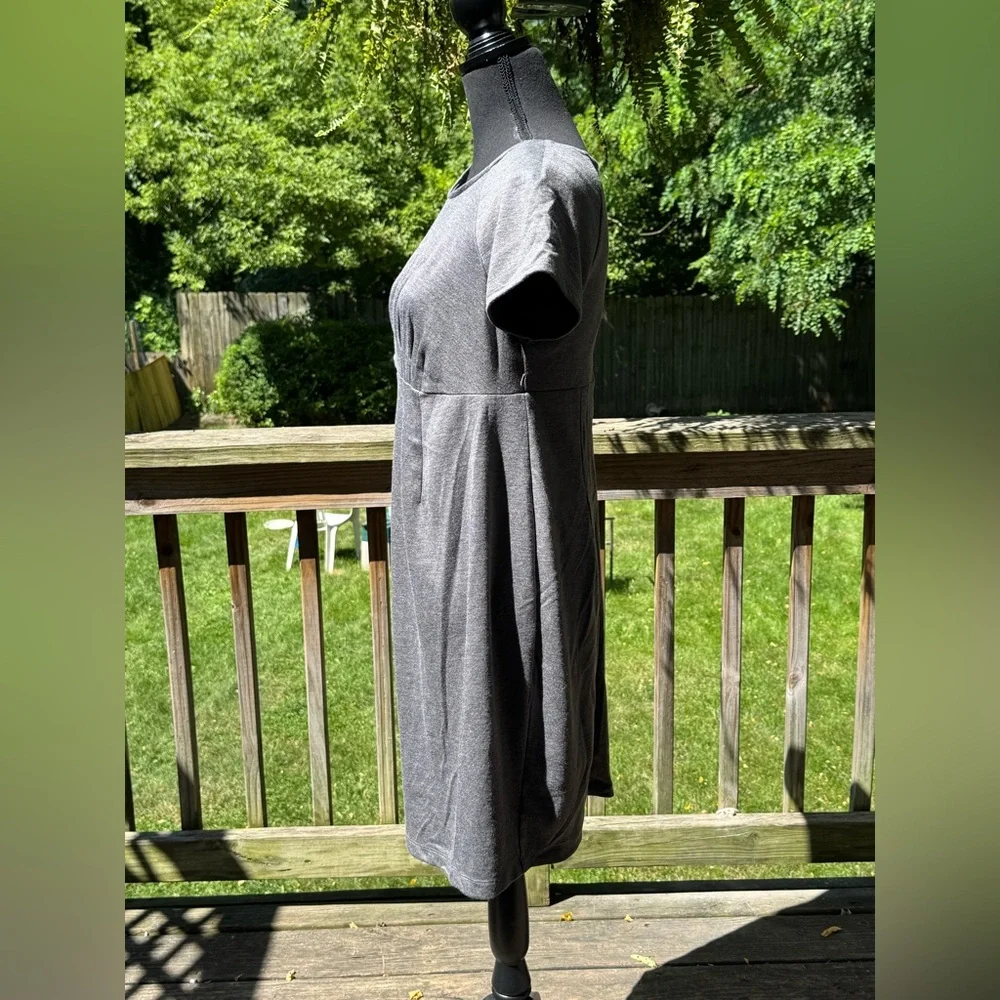 Liz Lange Charcoal Short Sleeve Maternity Dress NWT - Picture 2 of 6